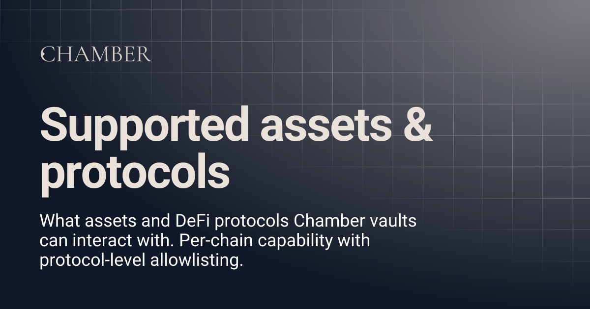 Supported assets & protocols | Chamber Docs